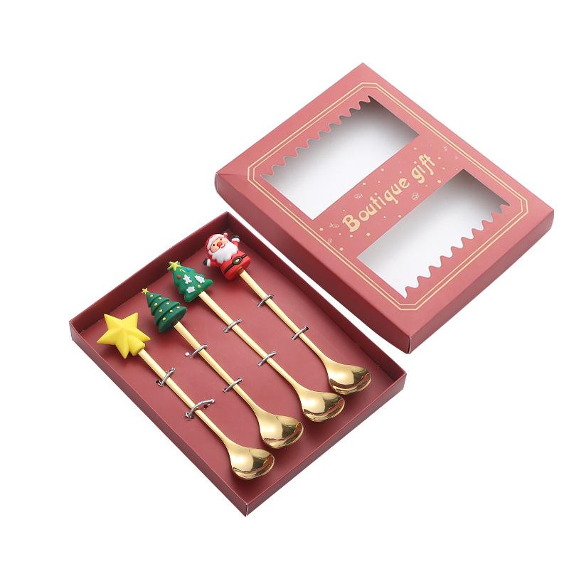 Creative Cartoon Stainless Steel Spoon & Fork Set: Coffee Stirrer, Fruit Fork, Christmas Gift