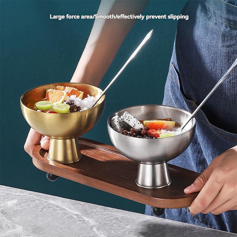 Salad Bowl Food Grade Ice Cream Dessert Cup Golden Silver Stylish Household Tableware for Outdoor Events