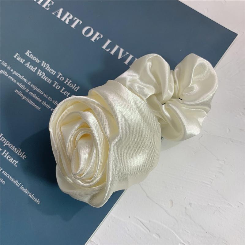French Silk Headband, Retro Rose, Three-dimensional Flower, Large Intestine Hair Tie, Female Korean Version