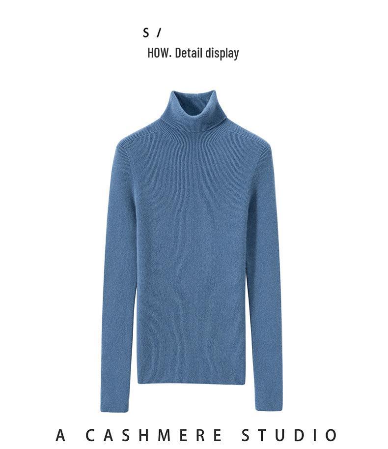 Women's Slimming Seamless High Neck Cashmere Sweater - 35% Cashmere, Perfect for Autumn/Winter