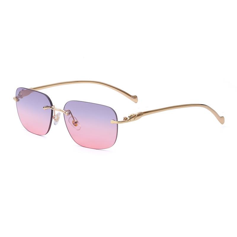 Trendy Rimless Small Frame Sunglasses for Women – Fashionable Cut Edge Design