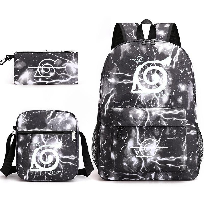 Anime Naruto Starry Sky Teen Student School Bag Three-Piece Set Men'S And Women'S Backpacks Satchel Pencil Bag