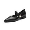 Lightweight Pointed Toe Genuine Leather Single Shoes 3 Cm Shoes Without Grinding Feet for Girls' Office Etiquette Wear Soft Sole Korean Version