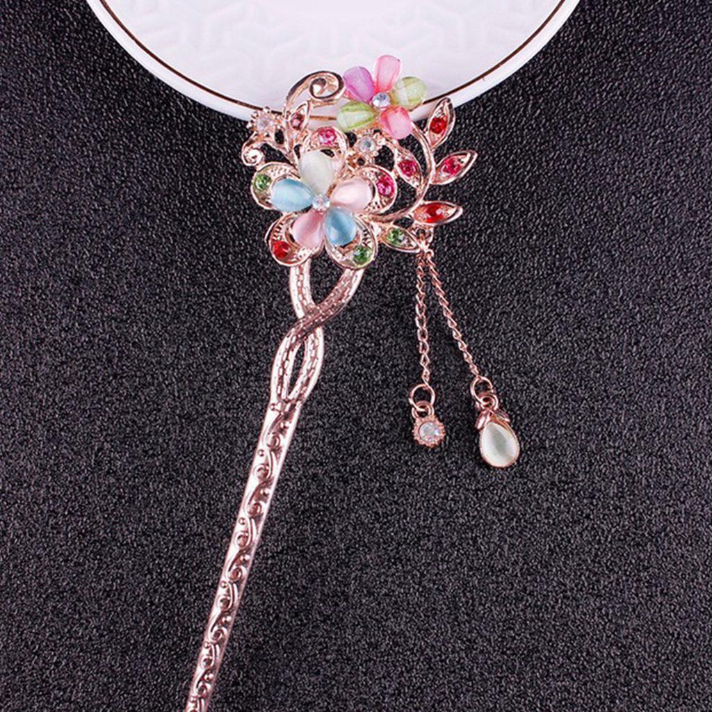 Elegant Silver Hair Stick with Crystal Filigree Buyao for Women Girl Buyao for Traditional Headpieces Hair Jewelry