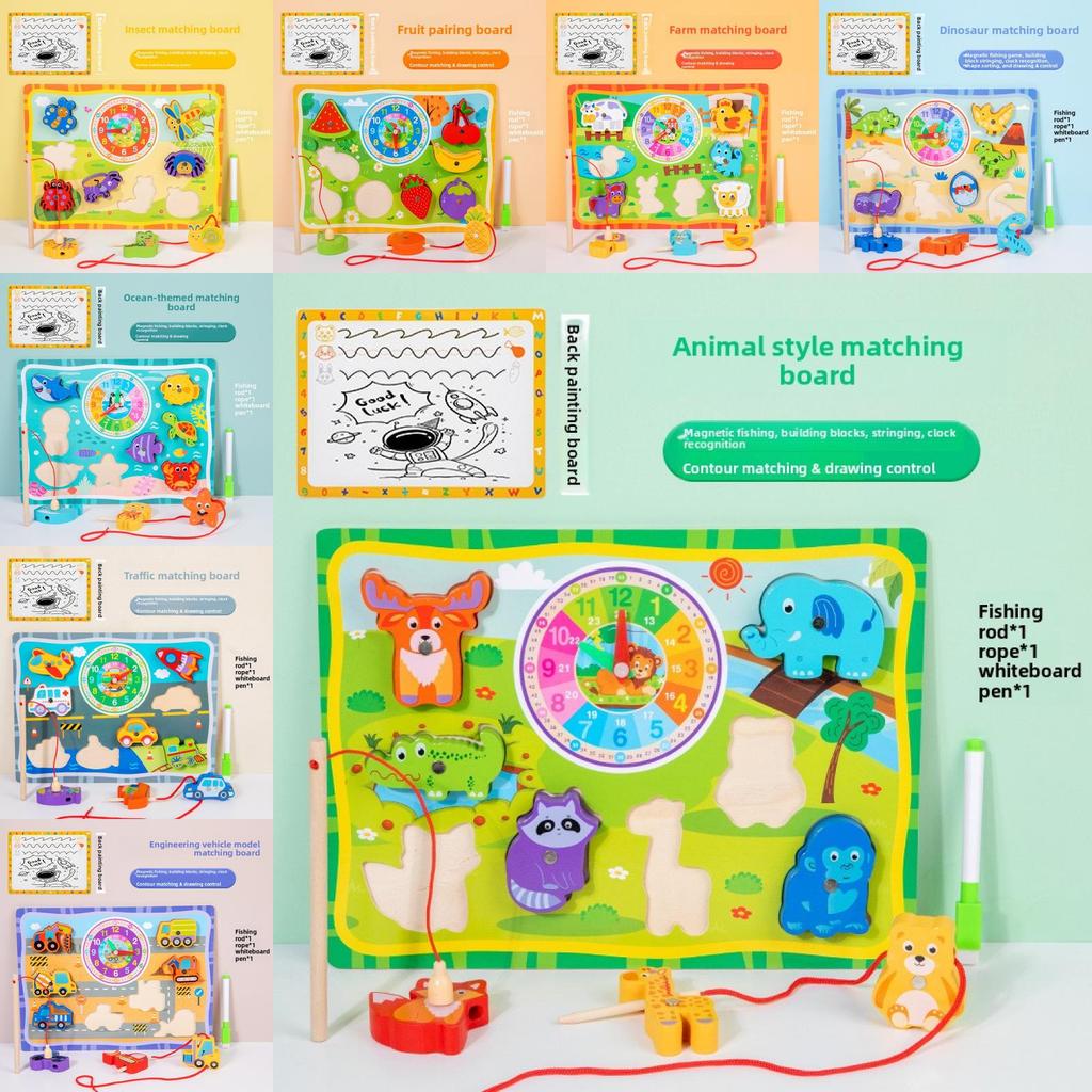 Wooden Fishing Bead Clock Puzzle Board For Toddler Early Education And Brain Development