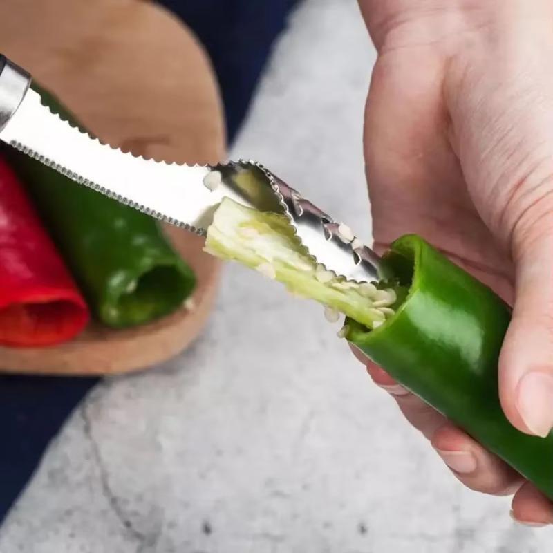 Nerezová ocel tygří kůže pro domácnost Zelená paprika Nakrájená paprika na jádro Semena Kráječ zeleniny Nástroj na odstraňování jader rajčat Nástroj na odstraňování jader