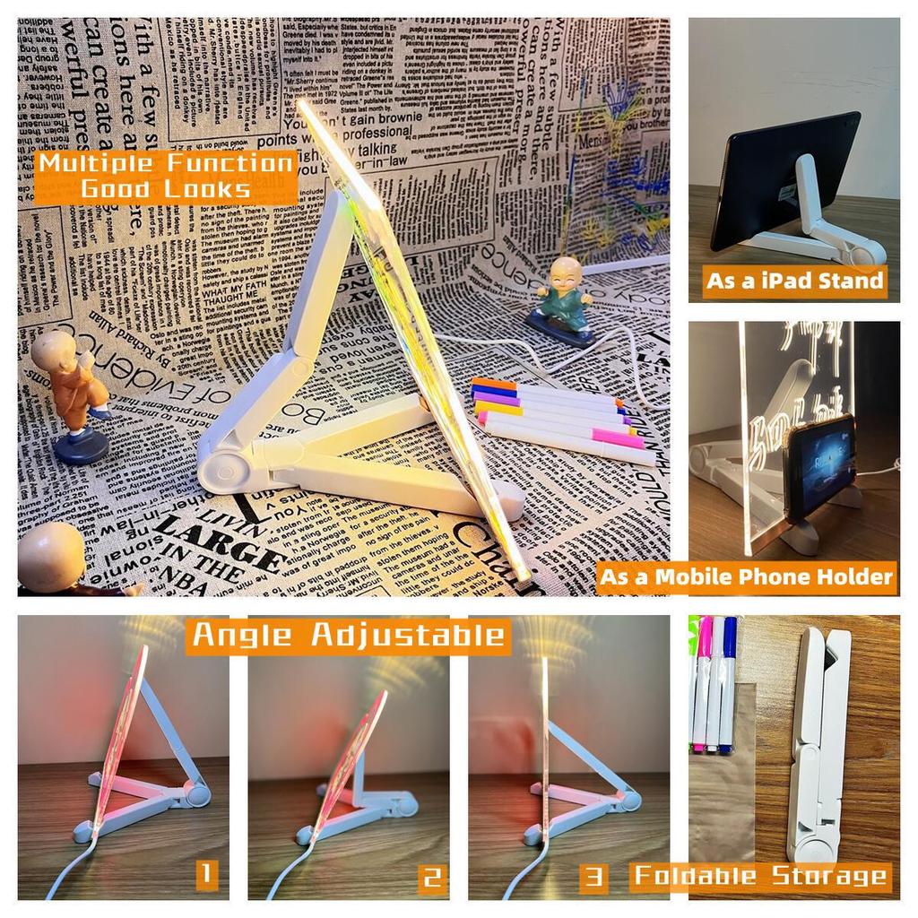 Children's Light-Up Drawing Board with DIY Pack, Transparent Coloring Surface, Small Erasable Blackboard for Graffiti.