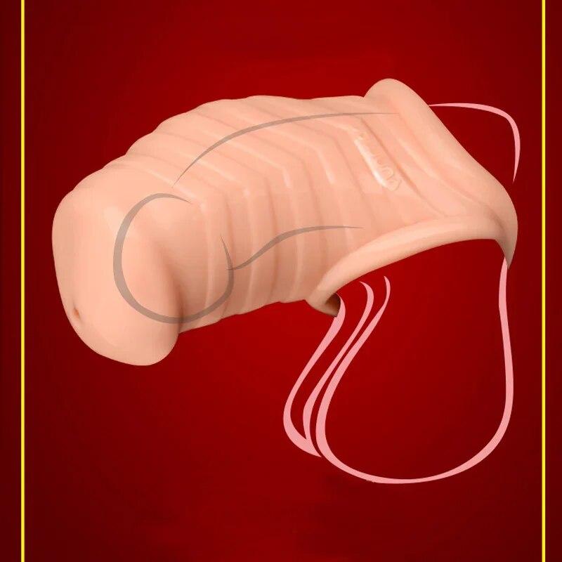 Men Chastity Cock Cage Penis Ring Scrotum Bondage Cock Ring Penis Sleeve Chastity Device Adult Sex Toys for Man Ball Stretcher