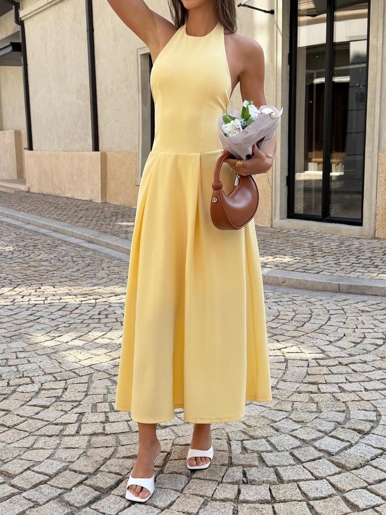 Elegant Halter Sleeveless A-line Dress - Spring/Summer 2026 Collection for Women