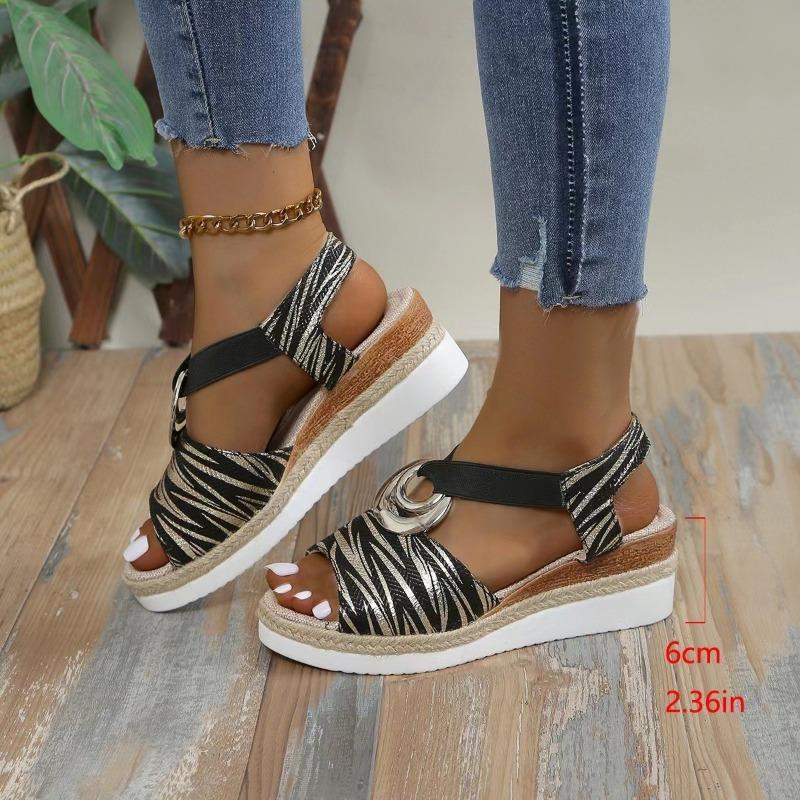 

New wedge heel sandals women s ring buckle sandals 36 чёрный