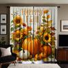 2 Stück HD Erntedankfest Sonnenblume Blumentopf Kürbis Dekovorhang Gelbe Schleife Digital bedruckter Vorhang Heimdeko