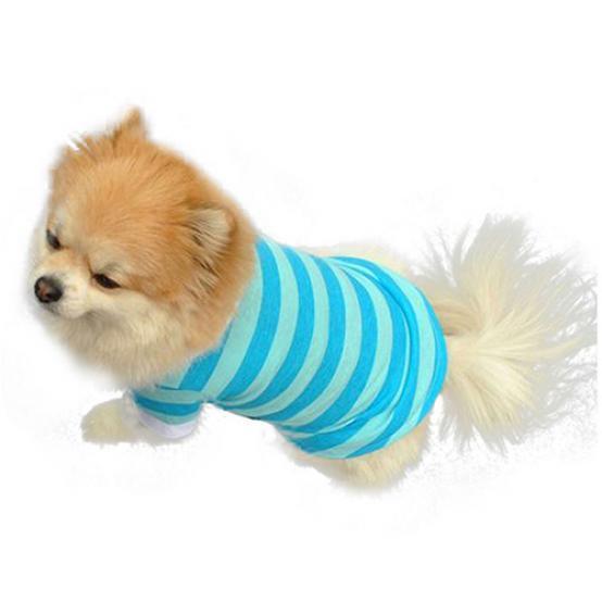 Dog Puppy Summer Cute Paw Striped Pattern Pet Polo Shirt Tee Clothes Costume