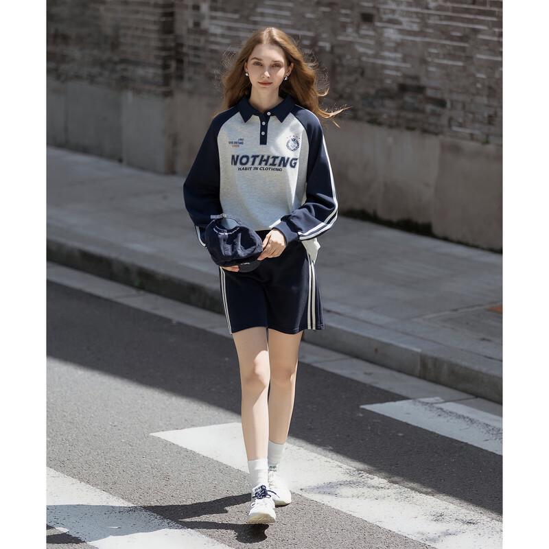 TonLion Women's 2025 Fall American Lettering Contrast Raglan Knit Polo