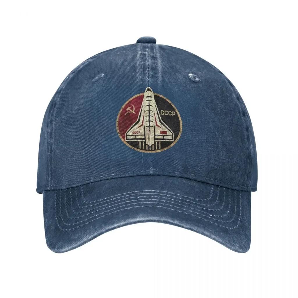 Vintage CCCP Yuri Gagarin Rymd Basebollkepsar för Unisex Kvinnor Sliten Tvättad Solkeps Rymdfärja Emblem Justerbar Passform Kepsar Keps