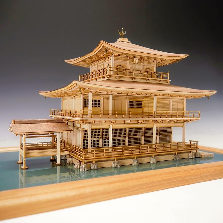 Woody Joe 1/75 Scale Rokuon-ji Temple Golden Pavilion, Plain Wood, Wooden Model Assembly Kit (Building)