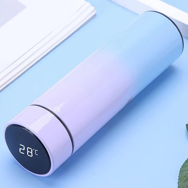 

500ml Black Stainless Steel Creative Smart Thermos BottleTemperature Display Thermal Mug Male Female Portable Business Gift 500ml
