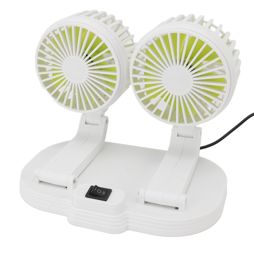 Dual Heads USB Fan for Car Dashboard Multi Speeds Quiet Portable Vehicle Cooling Fan for RV Truck