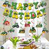 Farm Tractor Birthday Decoration Banner Birthday Party Decoration Flag and Flower Pull Tractor Spiral Pendant