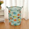 Foldable Round Waterproof Laundry Basket Cotton Linen Organizer Bucket Large Capacity Home Clothing Kids Toy Storage Basket