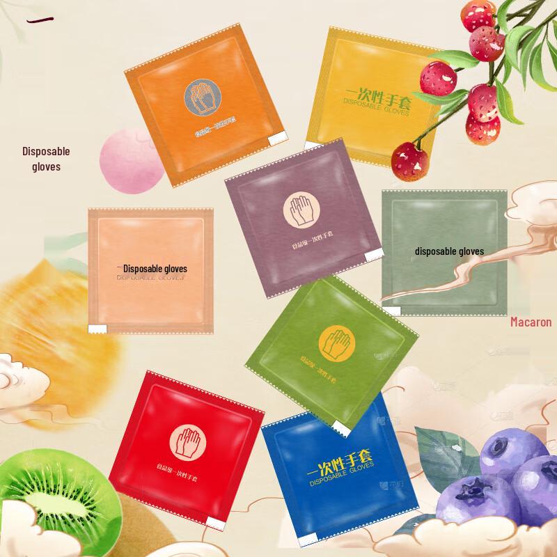 DYMAYKI Food-Grade Disposable Plastic Gloves - Macaron Style