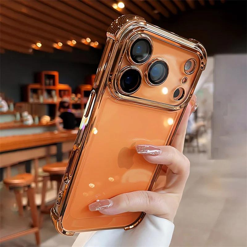 Luxury Electroplate Shockproof Transparent Phone Case For iPhone 17 Pro Max 17Pro 17Air Lens Protector Bumper Cover For iPhone17