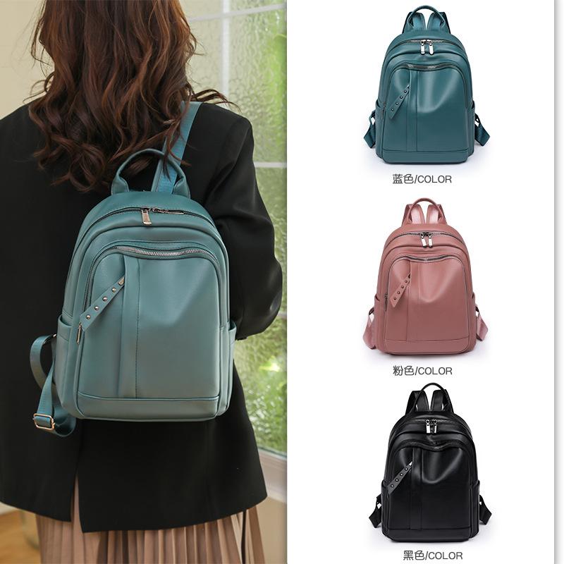 Leisure Backpack for Women, New Korean Version Versatile, Large Capacity Soft Leather Student Backpack, Simple Travel Backpack for Women