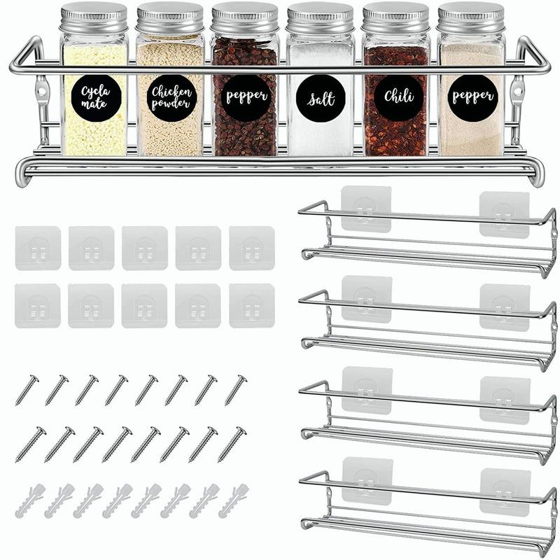 2/4PCS Hanging Kitchen Shelf Spice Shelf Wall-Mounted Kitchen Cupboard Doors