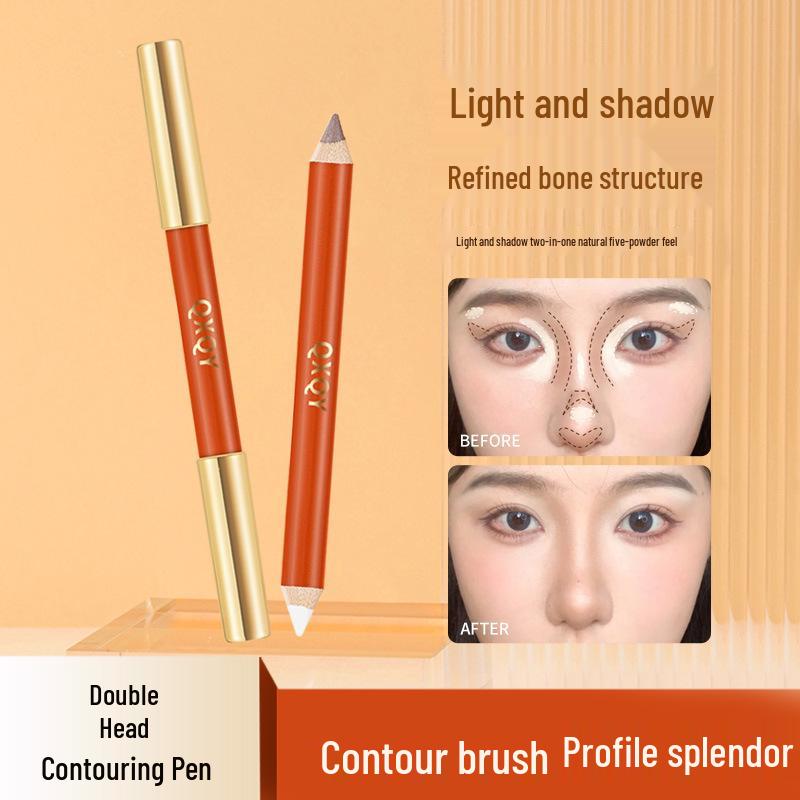QXQY 3D Double-Ended Contour Stick: Natural Highlight and Nose Shadow Brightener Natural Color + Cement Gray Contour Stick