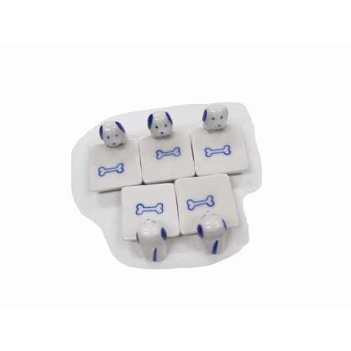 Chopstick rests, dog gazing at a bone, set of 5