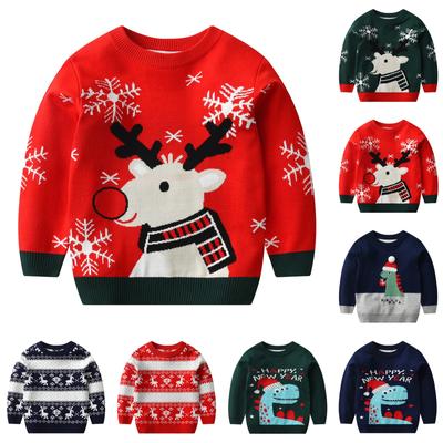 Toddler Youth Teen Boys Girls Christmas Cartoon Knit Print Sweater Knitwear