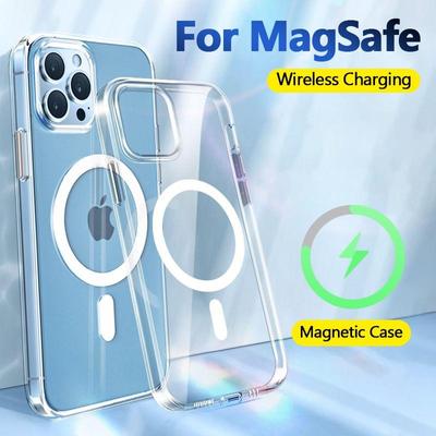 Magnetic Phone Cases For iPhone 14 13 12 11 Pro Max Mini For Magsafe Wireless Charging Case For iPhone 8 7 Plus XS XR X SE Cover