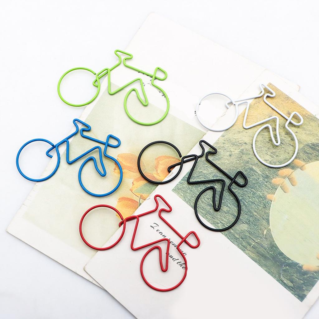 15Pcs Bike Shape Paper Clips Assorted Color Metal Paperclips File Paper Clamp Metal Bookmarks Clip for Office School