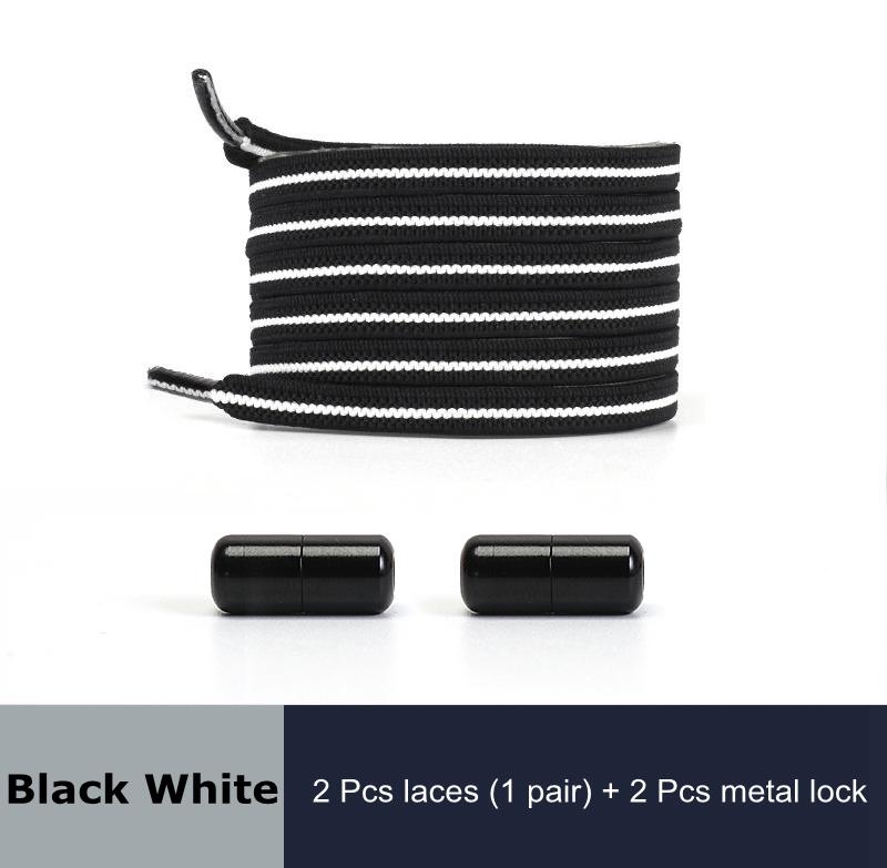 1 Pair No Tie Shoelaces for Sneakers Elastic Flat Shoe Laces Metal Lock Without Ties Quick Tieless Shoelace for Shoes Kids Adult