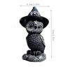 Schwarze Katzenstatue, geheimnisvolle süße Katzenhexe, Katzenfigur, Hexendekor, Schreibtischornament, handbemalte Skulptur für Halloween
