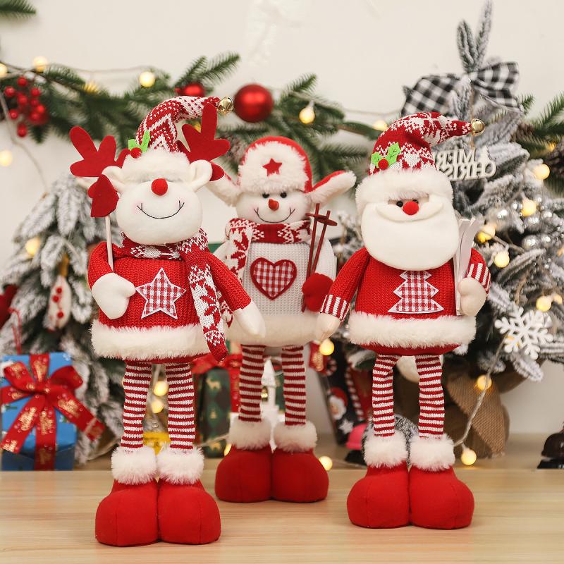 Weihnachtspuppen Set mit 3-18" Verstellbare Indoor-Dekor Plüschtiere Weihnachten Santa Elch Schneemann Tischaufsätze für Party oder Geschenk