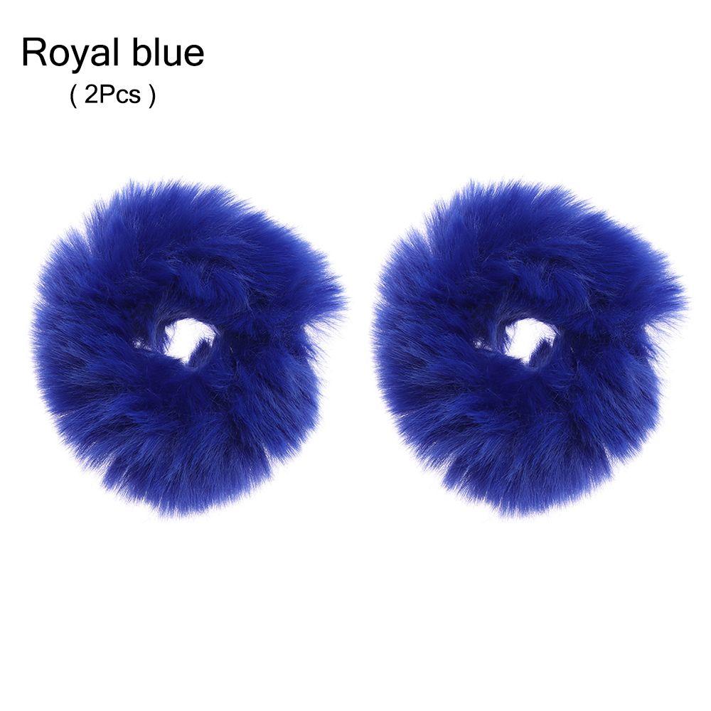 2Pcs Women Girls Winter Fur Hair Scrunchies Pom Pom Hair Tie Fuzzy Elastic Hair Bands Ponytail Holders Hair Accessories