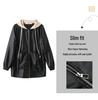2024 Autumn Women's Fashion Detachable Hooded Knitted Leather Jacket WA8602
