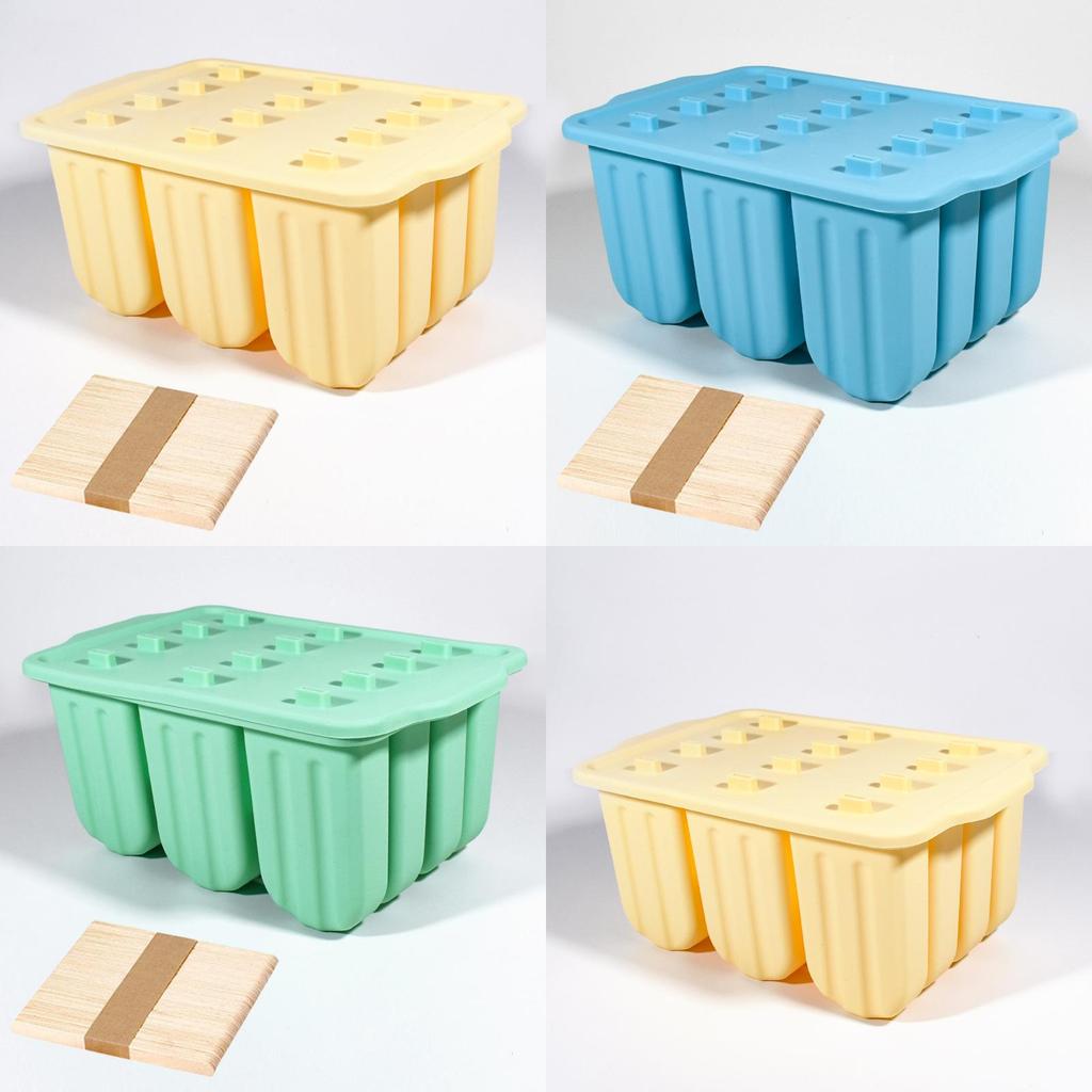 Silicone Ice Cream Molds 12cavity With Lids For Homemade Frozen Treats