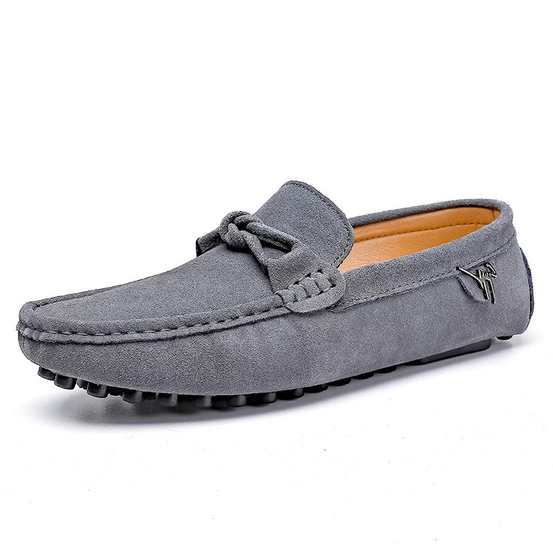 K1008 Men's Suede Moccasin Loafers - Casual Slip-On Driving Shoes for Spring/Summer, Low-Top, Flat Bottom, Large Size
