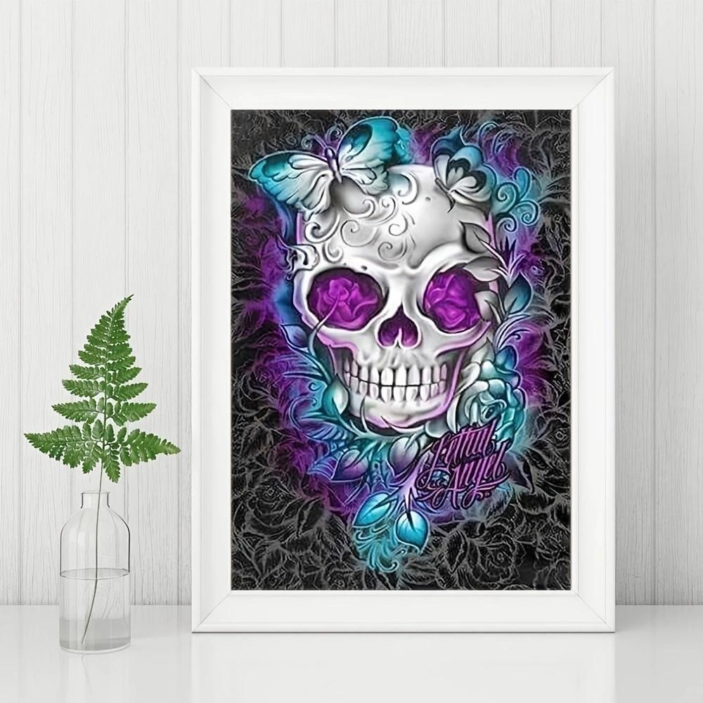 Pictură cu diamant 5D DIY, fluturi și schelete, pentru adulți și copii, truse de broderie, picturi cu diamante cu strasuri complete