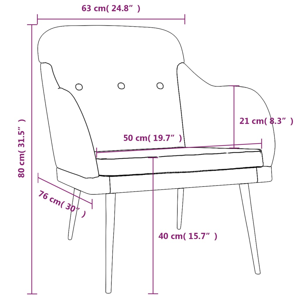 Armchair Blue 63x76x80 Cm Fabric\