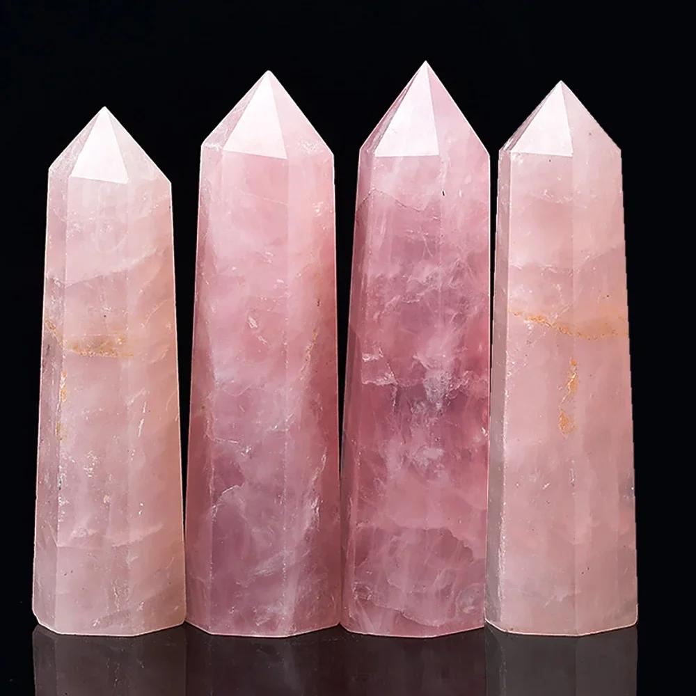 Natural Stones And Crystal Single Point Wand Reiki Healing Rose Quartz Amethyst Tower Mineral Polished Stone Crafts Home Decor