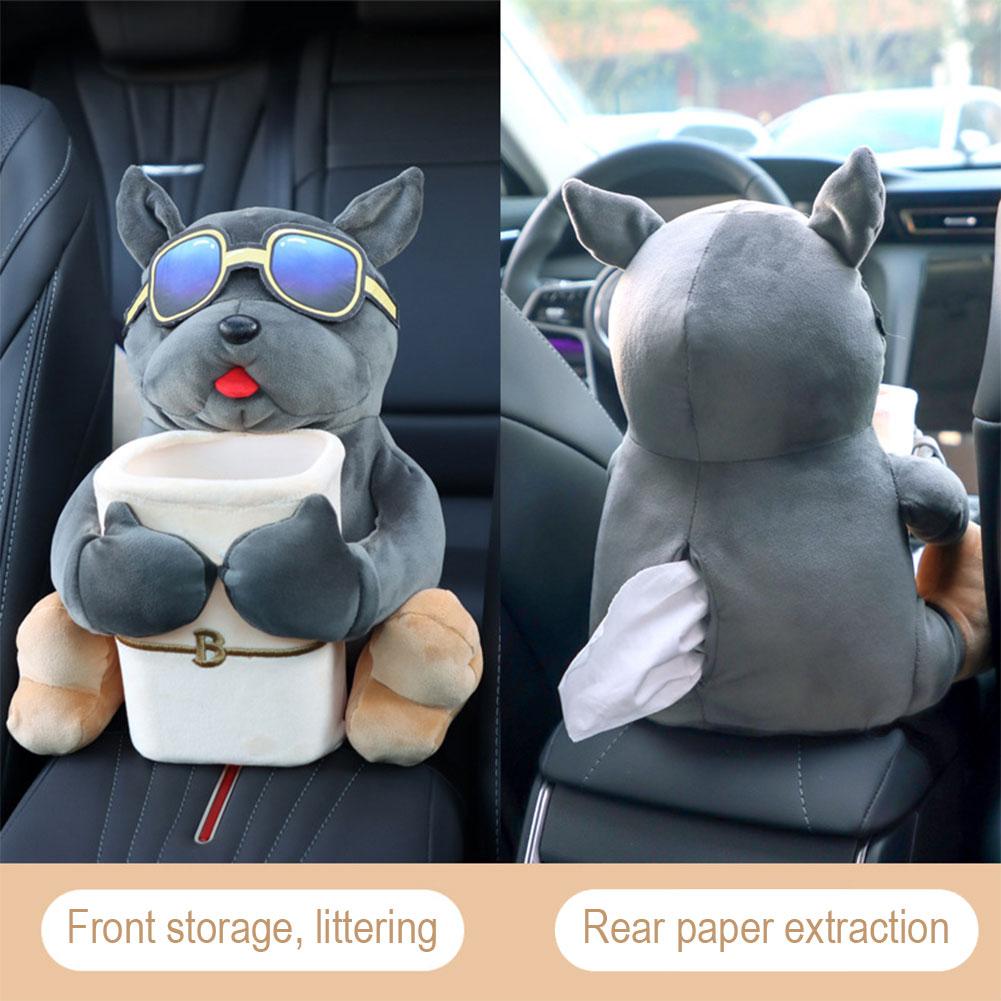 Cartoon Cute Car Tissue Box Creative Car Armrest Box Garbage Can 2 In 1 Tissue Bag Multi-functional Storage Bag For Home Of J2Z5