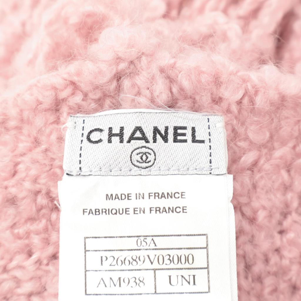 CHANEL [Excellent Condition/Domestic Authentic] 05A P26689V0300 CC Logo Plate Wool x Mohair x Silk Fringe Scarf pinkUsed