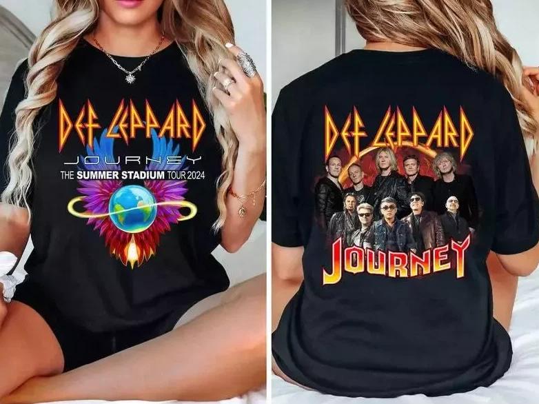 Def-Leppard и Journey Летний стадионный тур 2024 Фирменная футболка 100% хлопок Мужские футболки Топ M