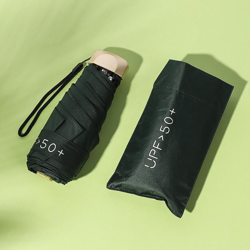 Ultra-Light Five-Fold Umbrella: UV Protection Sunscreen, Anti-Ultraviolet, Rain or Shine, Folding Black Glue Sunshade.