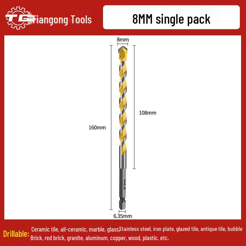 Tiangong Hex Shank Triangle Drill Bit for Concrete, Cement, and Brick Walls
