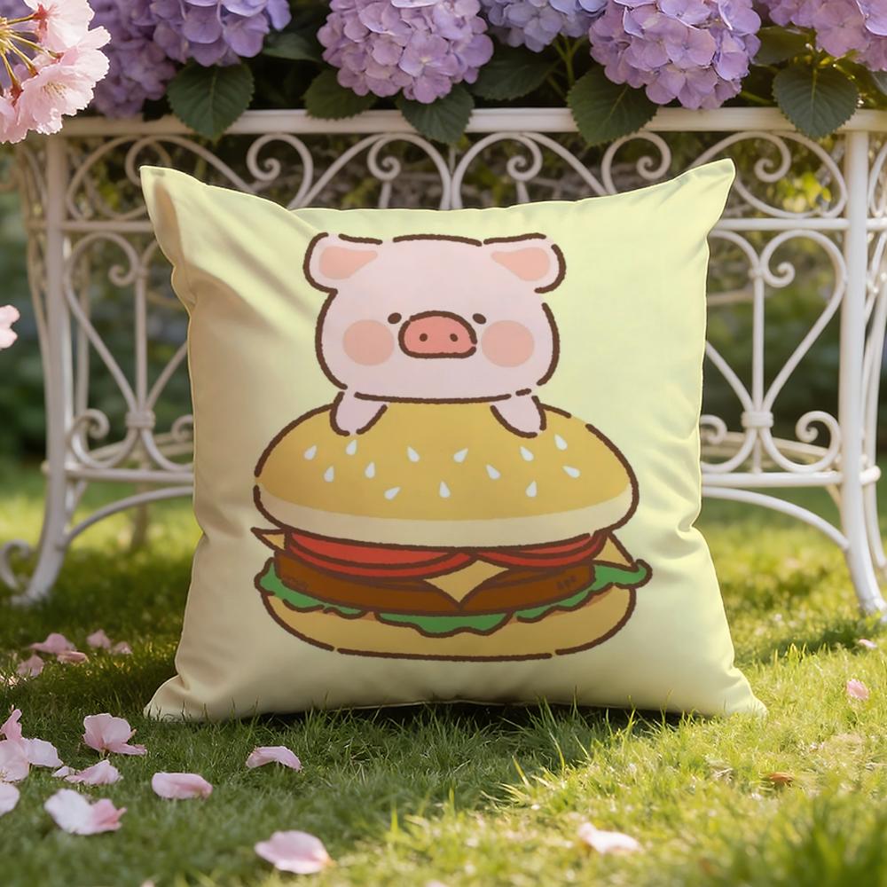Cartoon L-Lulu Pig Pink Cushion Cover Home & Car Dual-Scene Pillow Cover: Reversible for Premium Comfort