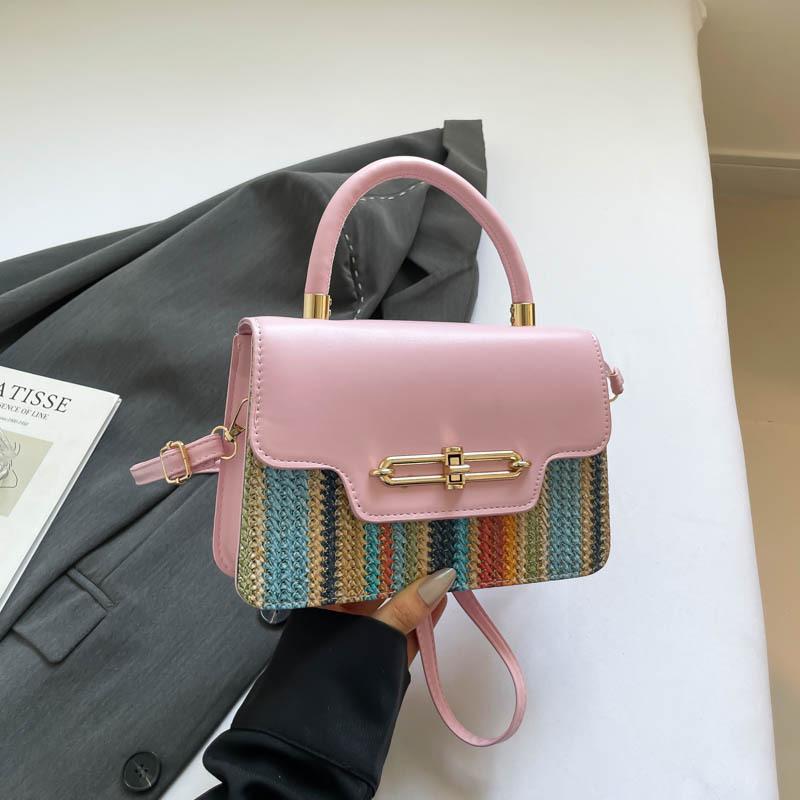 2025 trendy new fashion simple design popular contrasting colors foreign style casual shoulder crossbody portable small square bag