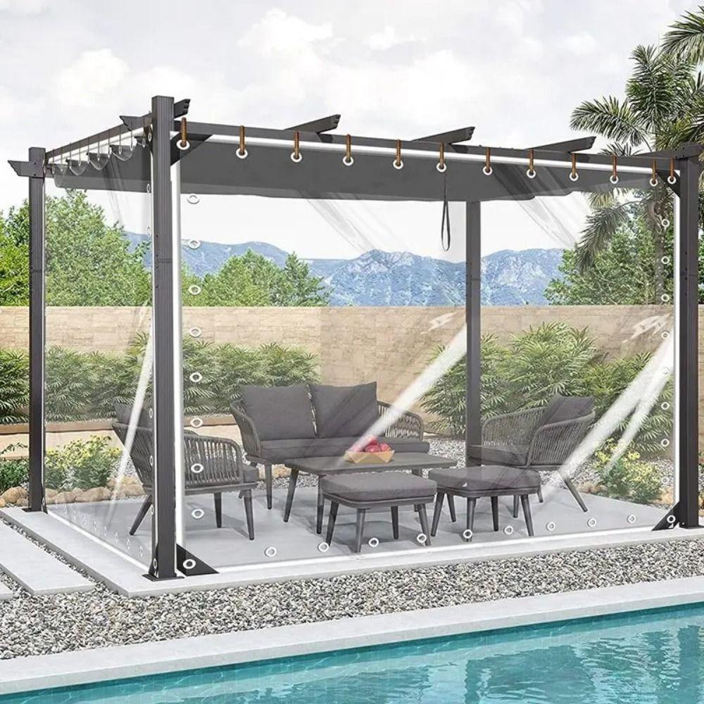 Durable Fabric Transparent Waterproof Tarpaulins Dust-proof Wind-Resistant Garden Rain Cover Foldable PVC Tarp Rainproof Cloth